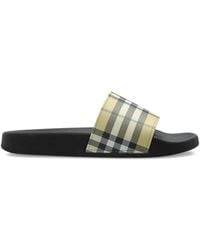 Burberry - Checked Slides - Lyst