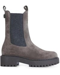Brunello Cucinelli - Suede Leather Ankle Boots - Lyst