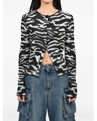 The Attico - Zebra-Jacquard Button-Up Cardigan - Lyst