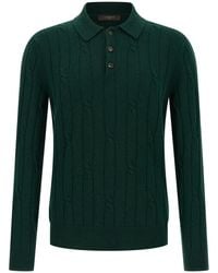 Zanone - Cable-Knit Polo Shirt - Lyst