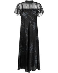 Sacai - Logo Print Semi-Sheer Dress - Lyst