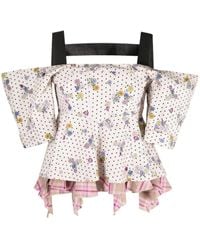 Natasha Zinko - Off-Shoulder Draped Blouse - Lyst