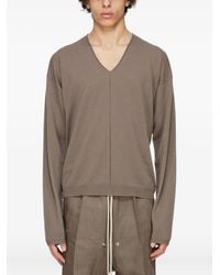 Rick Owens - Trui Met V-Hals En Geribbeld Vlak - Lyst