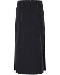 Semicouture - Janette Contrast-Stitch Pleated Midi Skirt - Lyst