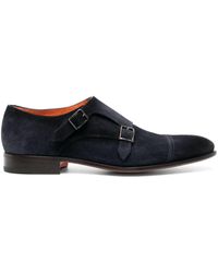 Santoni - Double-strap Suede Monk Shoes - Lyst