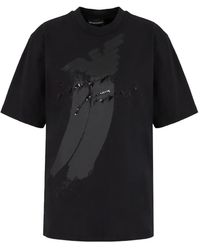 Emporio Armani - Eagle-Logo Sequin-Embellished T-Shirt - Lyst