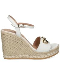 Love Moschino - Heart-Plaque Wedge Sandals - Lyst