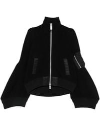 Sacai - Ribbed-Knit Panelled Cardigan - Lyst