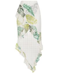 Amir Slama - Palm Leaf Print Ruffle Skirt - Lyst