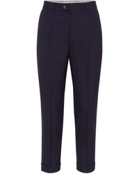 Brunello Cucinelli - Check-pattern Virgin-wool Trousers - Lyst