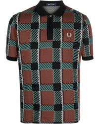 Fred Perry - Check-print Cotton Polo Shirt - Lyst
