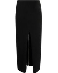 Patou - Front-Slit Ribbed-Knit Midi Skirt - Lyst