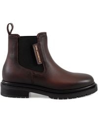 KARL LAGERFELD - Elastic-Panel Leather Boots - Lyst