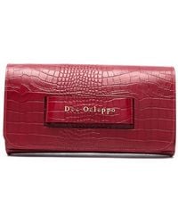 Dee Ocleppo Crocodile-effect Logo Leather Clutch Bag - Red