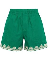Bode - Embroidered-design Cotton Shorts - Lyst