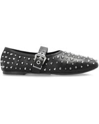 AllSaints - Studded Buckle Leather Ballet Flats - Lyst
