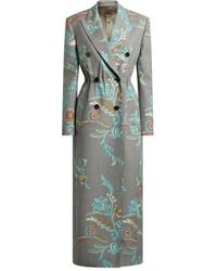 Etro - Doppelreihiger Mantel Mit Narzissen-Print - Lyst