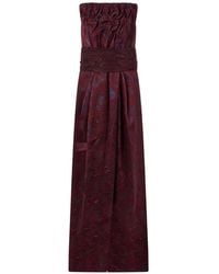 Giorgio Armani - Robe-Bustier Longue À Fleurs En Jacquard - Lyst