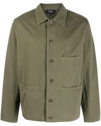 A.P.C. - Single-breasted Cotton Shirt Jacket - Lyst
