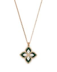Roberto Coin - 18Kt Princess Flower Rotgoldarmband Mit Diamanten Und Malachit - Lyst