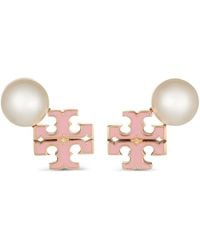 Tory Burch - Moondance Logo Pearl Earrings - Lyst