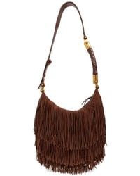 Balmain - Grand Sac Ébène En Daim À Franges - Lyst