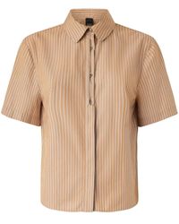 Pinko - Overhemden ,Bruin ,Katoen Gestreept Shirt - Lyst