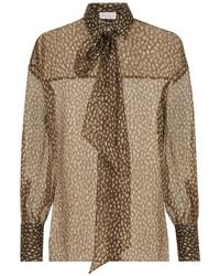 Brunello Cucinelli - Dapple Silk Organza Shirt With Neck-tie - Lyst