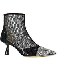 Jimmy Choo - Crystal-Embellished Mesh Boots - Lyst