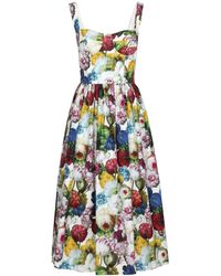 Dolce & Gabbana - Floral-print Midi Dress - Lyst