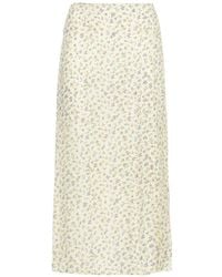 Mar De Margaritas - Roxana Floral-Print Side-Slit Midi Skirt - Lyst
