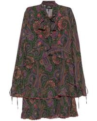 Etro - Paisley-Print Ruffled Mini Dress - Lyst