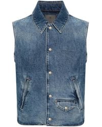 Givenchy - Cropped Denim Vest With Classic Collar - Lyst