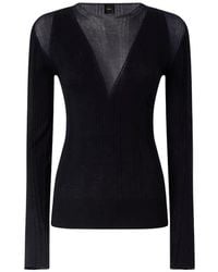 Pinko - Lightweight Ribbed Sweater With Sheer Details - Lyst
