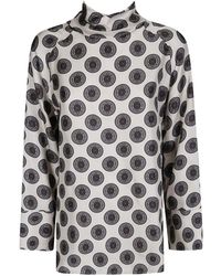 Alberto Biani - Geometric-Print Silk Blouse - Lyst