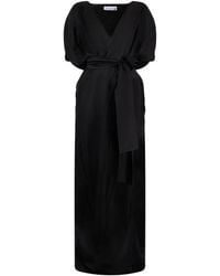LES FILLES D'EVA - Maxi-Jurk Met Pofmouwen En Ceintuur - Lyst