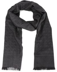 Isaia - Monogram-Pattern Frayed Scarf - Lyst