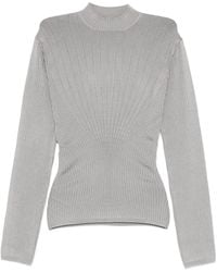 Mugler - Gerippter Pullover mit Stehkragen - Lyst