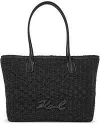 Karl Lagerfeld - Small Signature Raffia Beach Tote Bag - Lyst