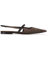 Brunello Cucinelli - Pointed-toe Slingback Suede Flats - Lyst