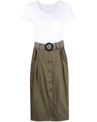 Liu Jo - Belted Cotton Midi Dress - Lyst