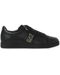 EA7 - Logo-Print Leather Sneakers - Lyst