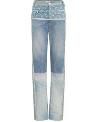 Marine Serre - Vaqueros con cremallera y estampado de luna - Lyst