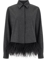 Fabiana Filippi - Feather-Trim Long-Sleeve Shirt - Lyst