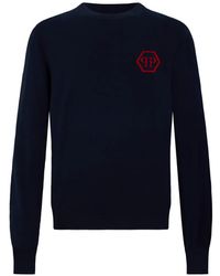 Philipp Plein - Jacquard Hexagon Roundneck Knitwear - Lyst