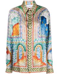 Casablancabrand - Seidenhemd mit "Mosaic de Damas"-Print - Lyst