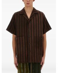 Uma Wang - Striped Shirt With Oversized Collar And Textured Fabric - Lyst