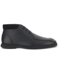 BOSS - Grained Leather Boots - Lyst