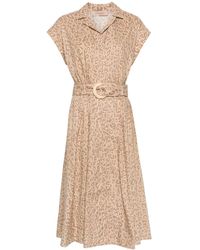 Twinset - Vestido camisero midi con estampado de leopardo - Lyst