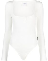Courreges - Body henley bianco in cotone - Lyst